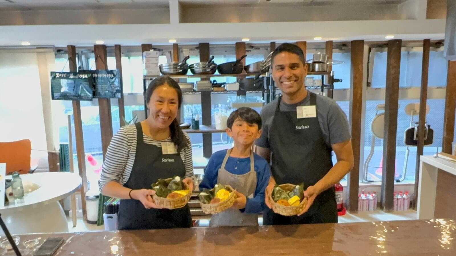 Onigiri and tamagoyaki prepared in a Japanese cooking class